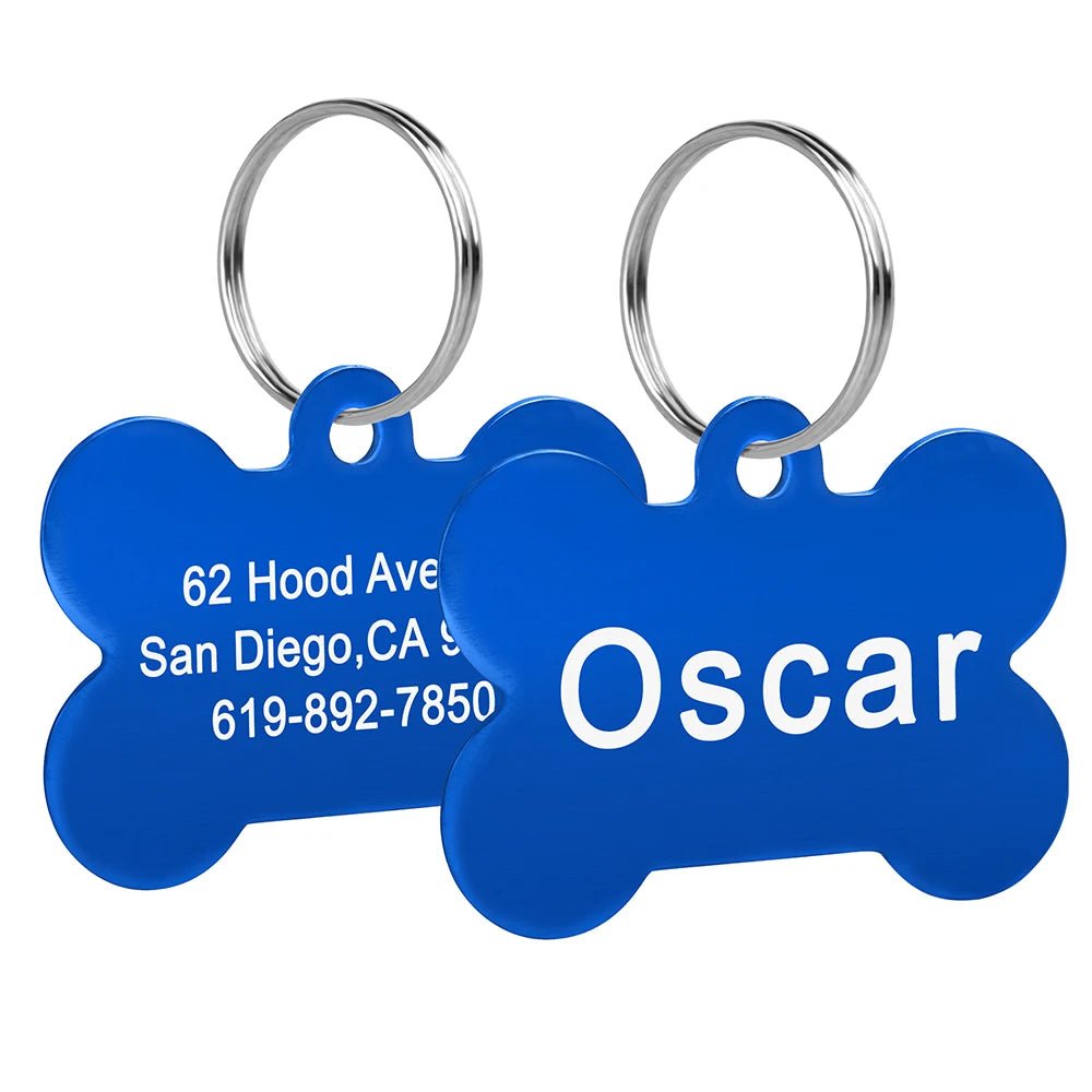 Bone Shaped Pet ID Tag Personalized Dog Cat Name Tags Anti - lost Free Engraving Collar Pendant Bone for Small Medium Large Pet - Furbury