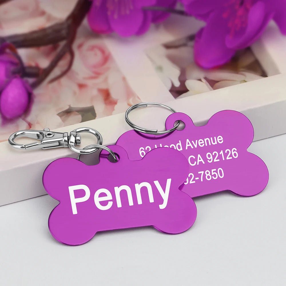Bone Shaped Pet ID Tag Personalized Dog Cat Name Tags Anti - lost Free Engraving Collar Pendant Bone for Small Medium Large Pet - Furbury