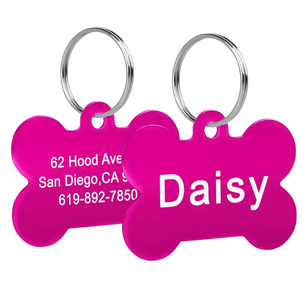 Bone Shaped Pet ID Tag Personalized Dog Cat Name Tags Anti - lost Free Engraving Collar Pendant Bone for Small Medium Large Pet - Furbury