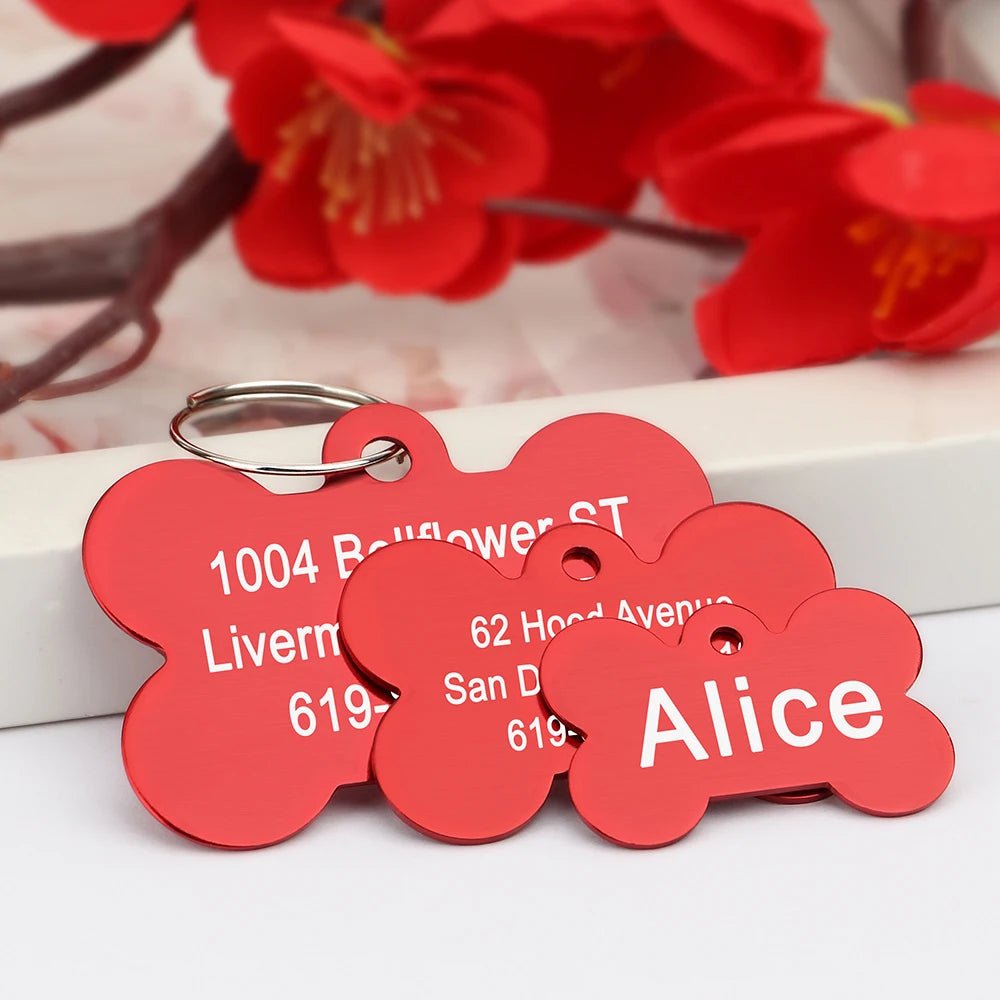 Bone Shaped Pet ID Tag Personalized Dog Cat Name Tags Anti - lost Free Engraving Collar Pendant Bone for Small Medium Large Pet - Furbury