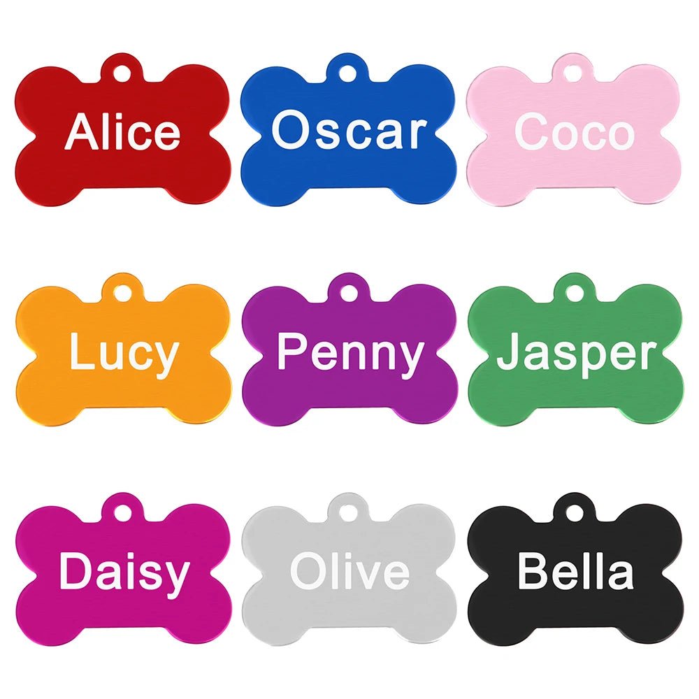 Bone Shaped Pet ID Tag Personalized Dog Cat Name Tags Anti - lost Free Engraving Collar Pendant Bone for Small Medium Large Pet - Furbury