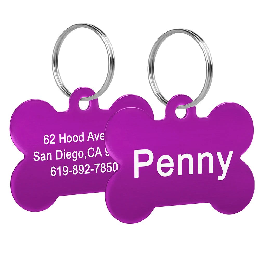 Bone Shaped Pet ID Tag Personalized Dog Cat Name Tags Anti - lost Free Engraving Collar Pendant Bone for Small Medium Large Pet - Furbury