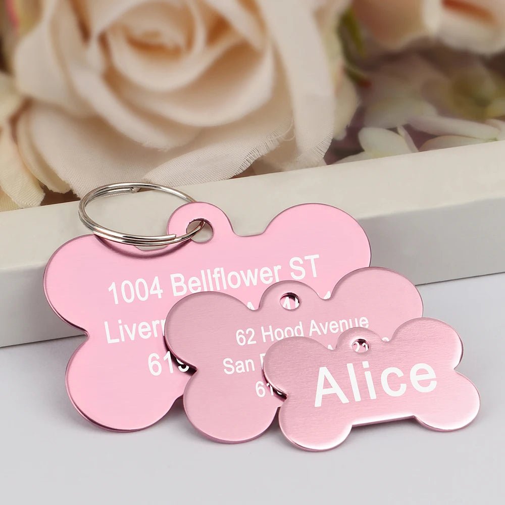 Bone Shaped Pet ID Tag Personalized Dog Cat Name Tags Anti - lost Free Engraving Collar Pendant Bone for Small Medium Large Pet - Furbury