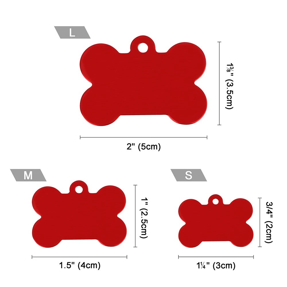 Bone Shaped Pet ID Tag Personalized Dog Cat Name Tags Anti - lost Free Engraving Collar Pendant Bone for Small Medium Large Pet - Furbury