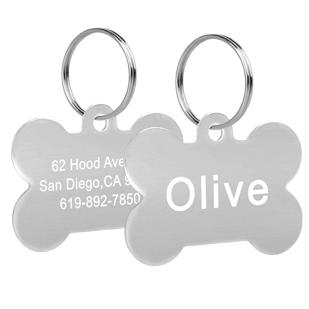 Bone Shaped Pet ID Tag Personalized Dog Cat Name Tags Anti - lost Free Engraving Collar Pendant Bone for Small Medium Large Pet - Furbury