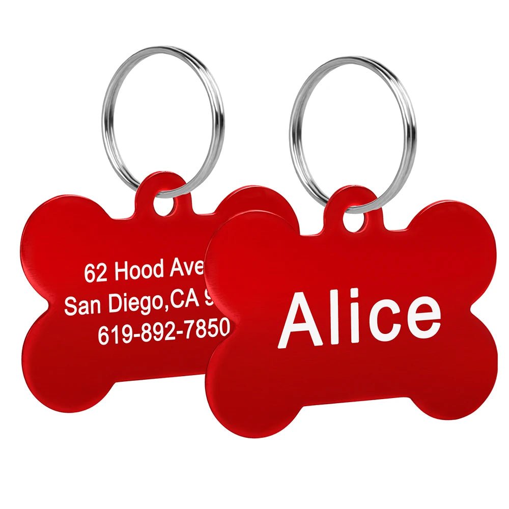 Bone Shaped Pet ID Tag Personalized Dog Cat Name Tags Anti - lost Free Engraving Collar Pendant Bone for Small Medium Large Pet - Furbury