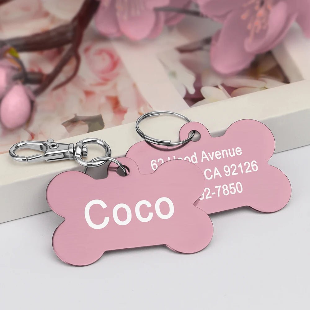 Bone Shaped Pet ID Tag Personalized Dog Cat Name Tags Anti - lost Free Engraving Collar Pendant Bone for Small Medium Large Pet - Furbury
