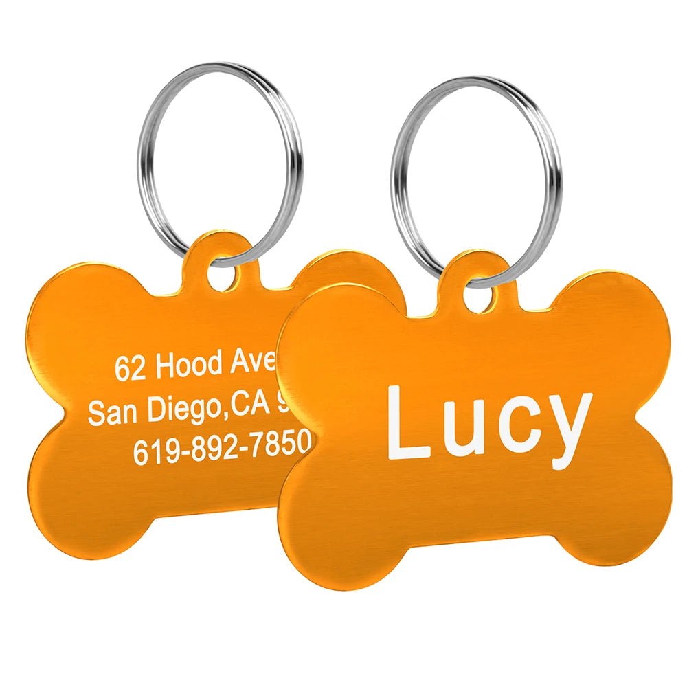 Bone Shaped Pet ID Tag Personalized Dog Cat Name Tags Anti - lost Free Engraving Collar Pendant Bone for Small Medium Large Pet - Furbury