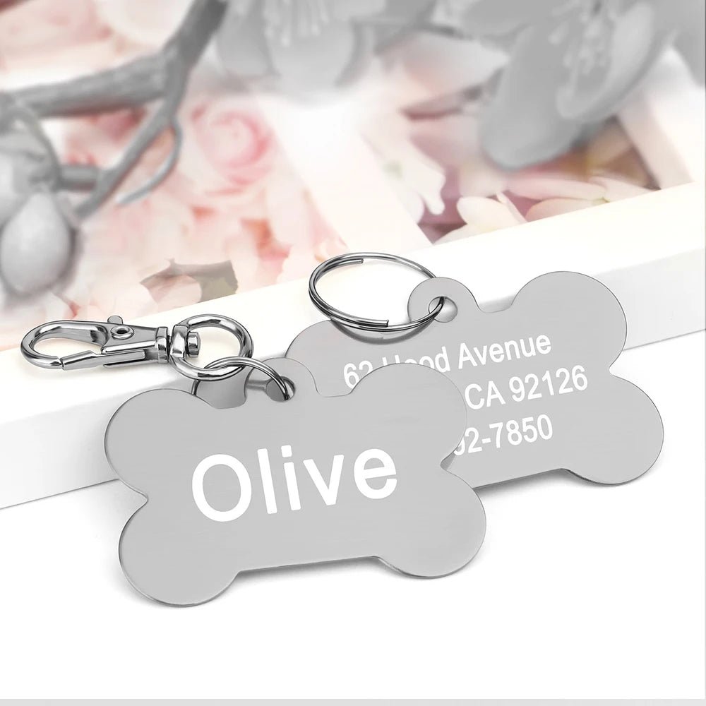 Bone Shaped Pet ID Tag Personalized Dog Cat Name Tags Anti - lost Free Engraving Collar Pendant Bone for Small Medium Large Pet - Furbury