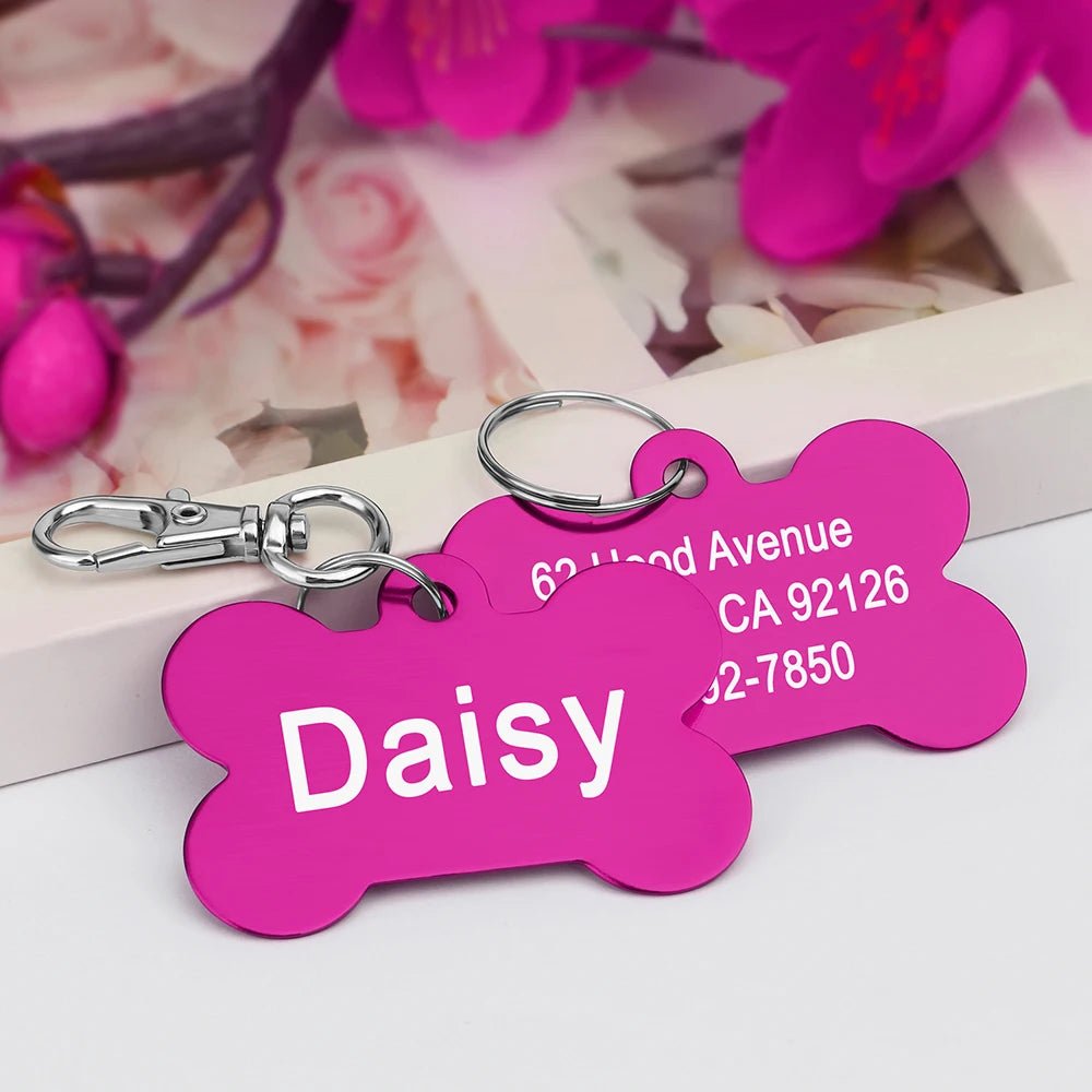 Bone Shaped Pet ID Tag Personalized Dog Cat Name Tags Anti - lost Free Engraving Collar Pendant Bone for Small Medium Large Pet - Furbury