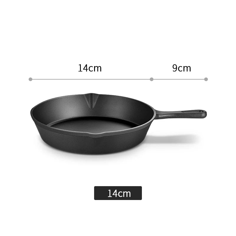 Cast Iron Frying Pan,14/16/20cm Non - stick Skillet Kitchen Fry Pot Breakfast Pan Omelette Pancake Pot Induction Cooking Cookware - Checkouts UK