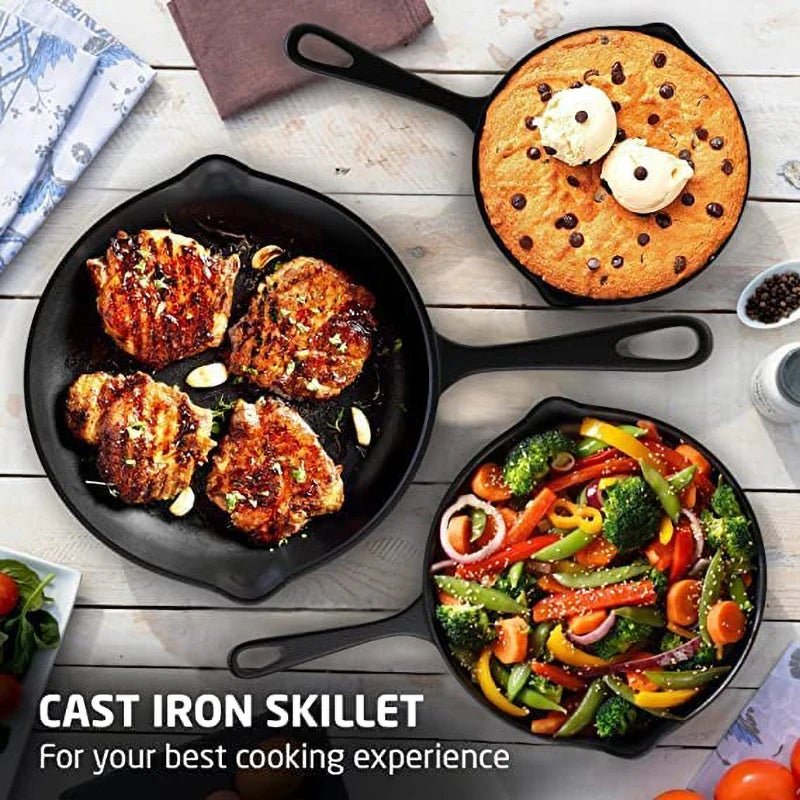 Cast Iron Frying Pan,14/16/20cm Non - stick Skillet Kitchen Fry Pot Breakfast Pan Omelette Pancake Pot Induction Cooking Cookware - Checkouts UK