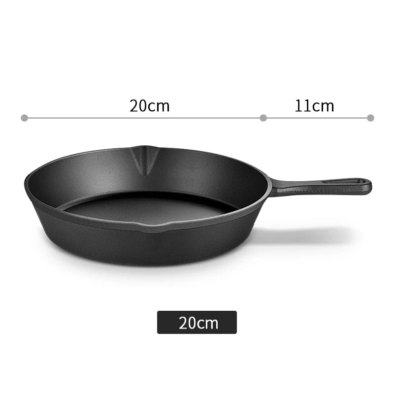 Cast Iron Frying Pan,14/16/20cm Non - stick Skillet Kitchen Fry Pot Breakfast Pan Omelette Pancake Pot Induction Cooking Cookware - Checkouts UK