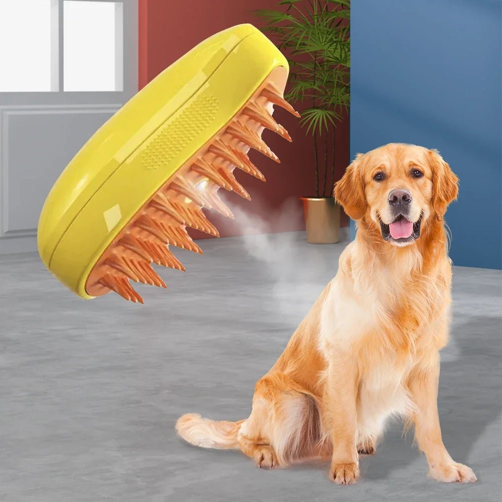 Cat Dog Pet Spray Massage Brush 3 in 1 One Button Steam Spray Folding Rotatable Floating Hair Bath Hair Removal Brush Comb - Checkouts UK