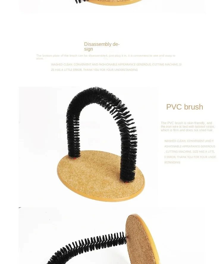 Cat Toy Arch Self Groome Pamper Feline with A Massage Grooming Rubbing Brush with Scratching Pad Toy for Cats Interactive Toys - Furbury