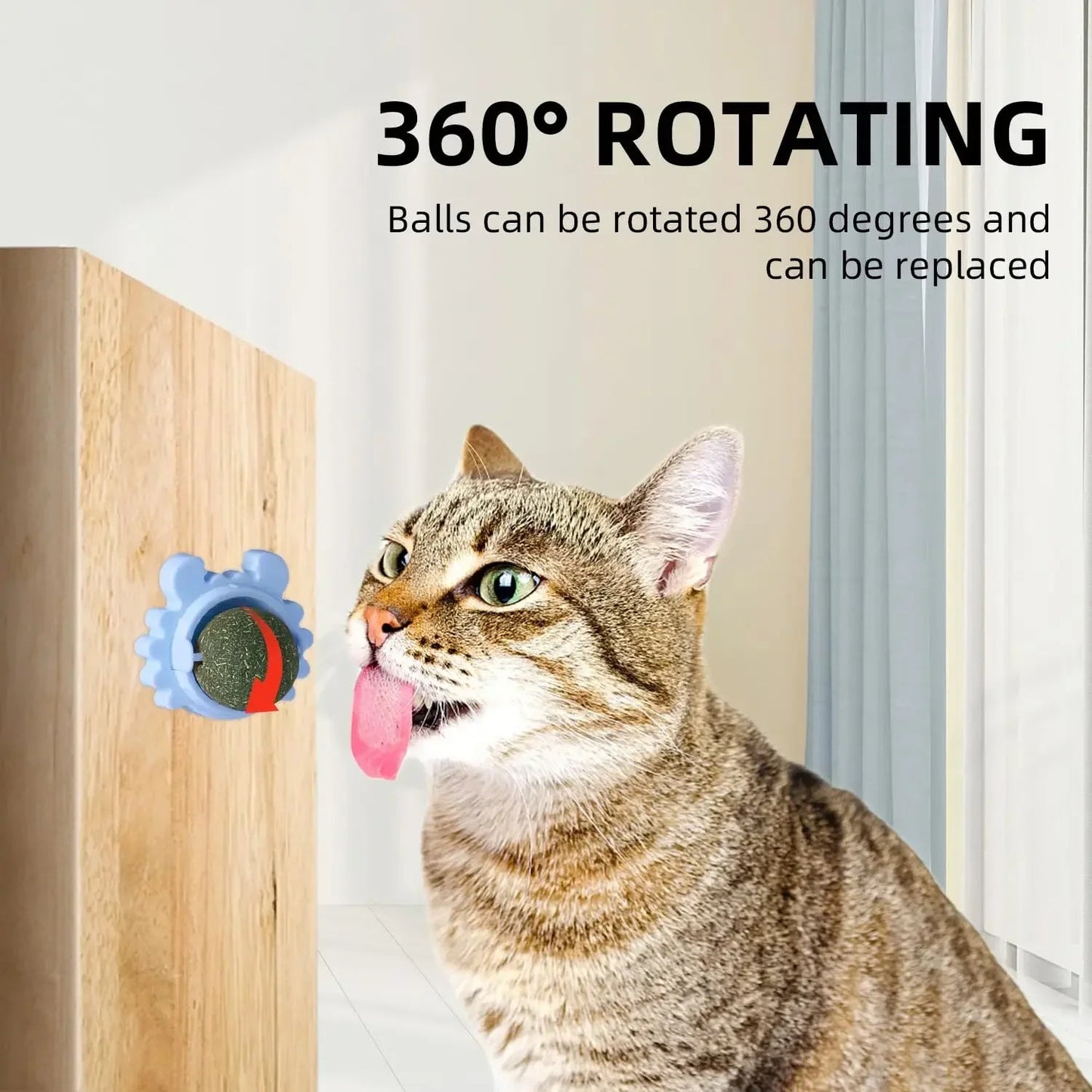 Cats Toys Natural Catnip Cat Rotatable Licking Catnip Wall Ball Toy Freshen Breath Remove Hair Balls Cat Accessories Pet Supply - Furbury