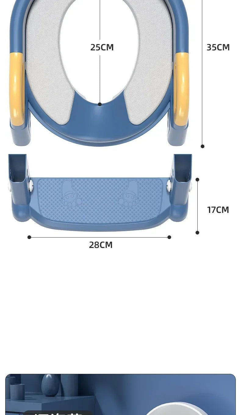 Children's Toilet Seat Stairway Baby Boys and Girls Toilet Folding Stand Step Stool Children's Step Toilet Seat Ring - Checkouts UK