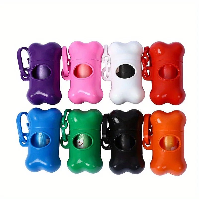 Colorful Bone - Shaped Dog Poop Bag Dispensers With 1 Disposable Bags, Portable Pet Waste Holder, For Outdoor Walks And Training - Furbury