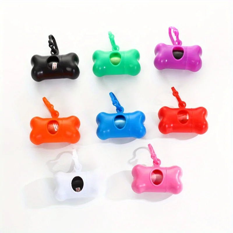 Colorful Bone - Shaped Dog Poop Bag Dispensers With 1 Disposable Bags, Portable Pet Waste Holder, For Outdoor Walks And Training - Furbury
