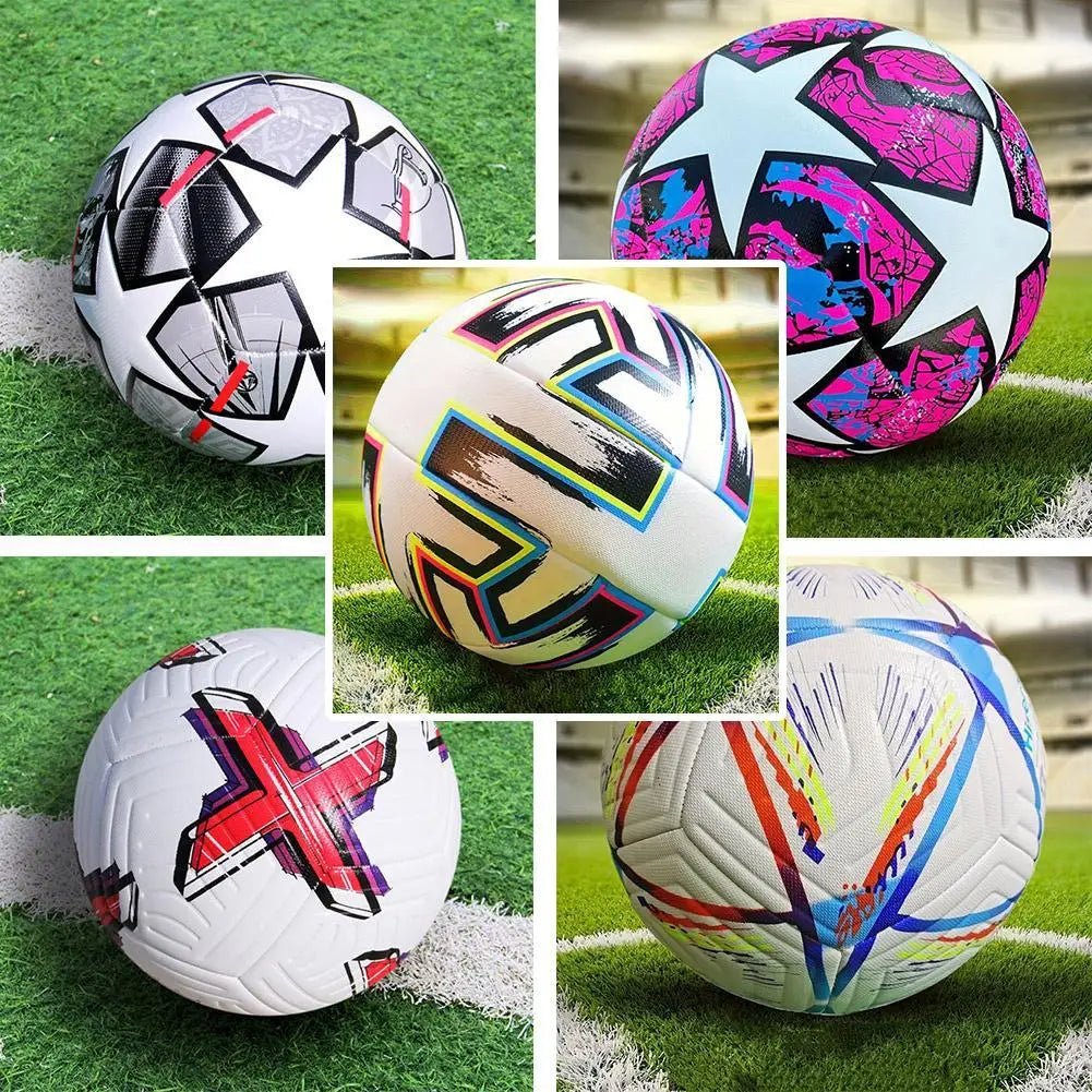Competition Level Football Professional Size 5 Rubber PU Match Group Training Football Unisex Soccer Thickened Adult Child - Checkouts UK