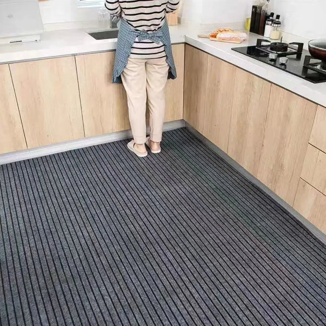 DIY Washable Non - slip Kitchen Mat Doormat Long Corridor Carpet Bathroom Hallway Entrance Solid Color Stripe Kitchen Rug - Checkouts UK