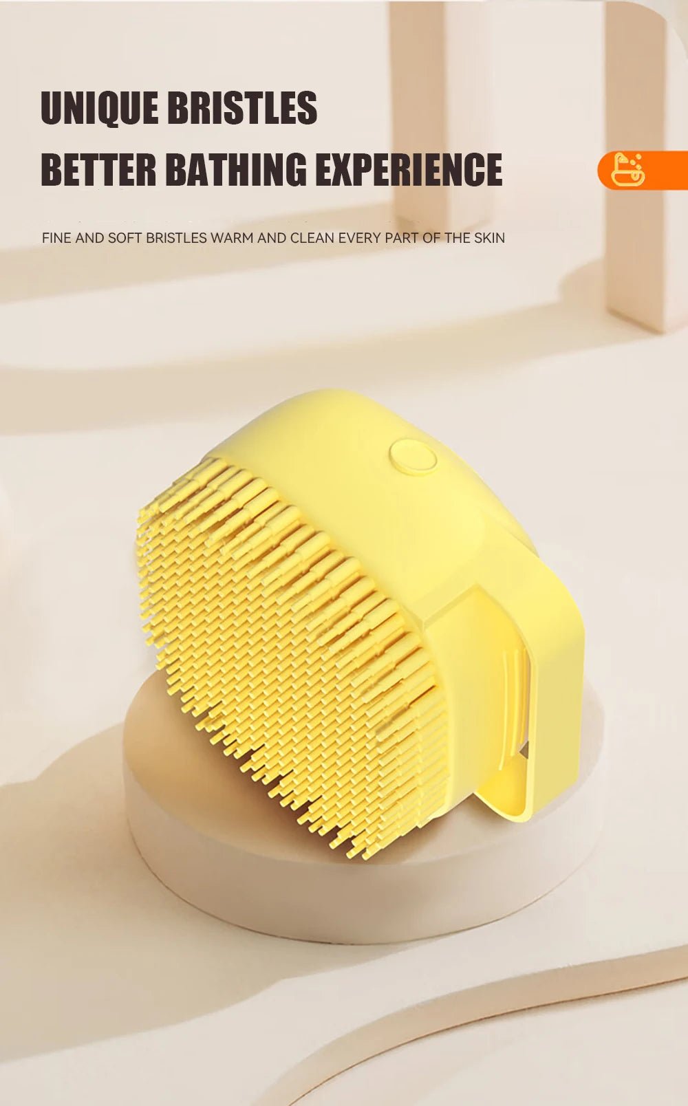 Dog Bathing Brush Pet Massage Brush Shampoo Dispenser Soft Silicone Brush Rubber Bristle for Dogs and Cats Shower Grooming Tool - Checkouts UK