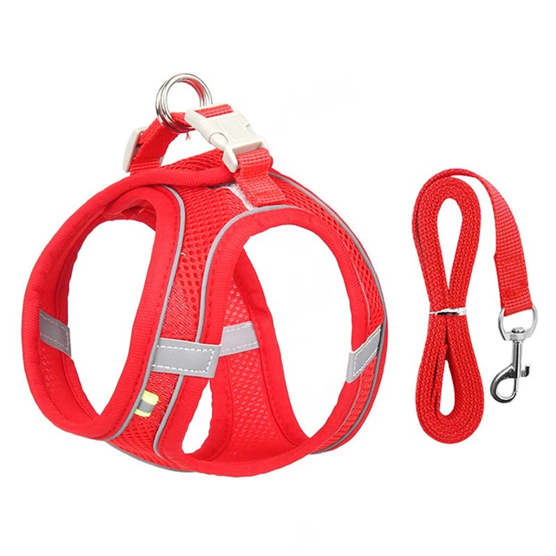 Dog Harness Leash Set for Small Dogs Adjustable Puppy Cat Harness Vest French Bulldog Chihuahua Pug Outdoor Walking Lead Leash - Furbury