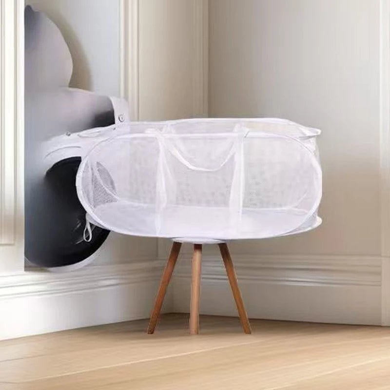 Durable Collapsible Laundry Basket, Mesh Pop Up Laundry Hamper With Side Pocket, Foldable Clothes Storage Hamper With Reinforced - Checkouts UK