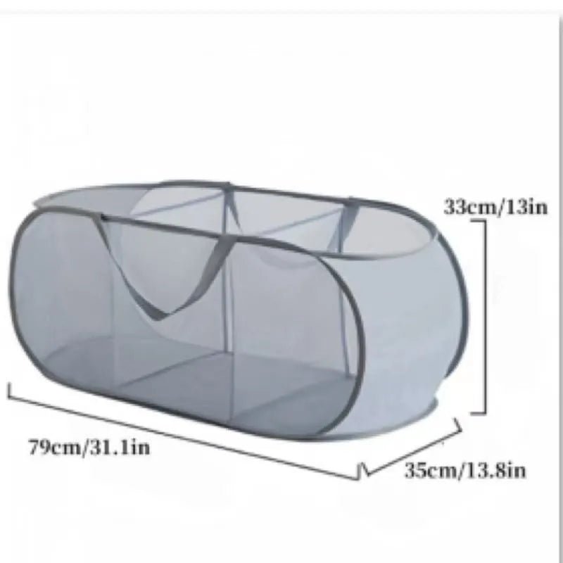 Durable Collapsible Laundry Basket, Mesh Pop Up Laundry Hamper With Side Pocket, Foldable Clothes Storage Hamper With Reinforced - Checkouts UK