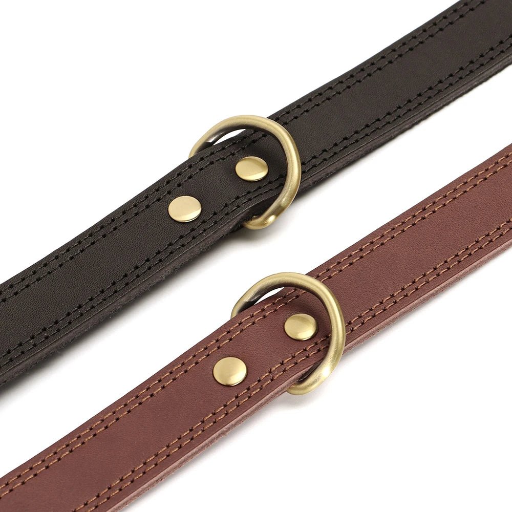 Durable Leather Dog Collar Real Leather Dog Collars Adjustable For Medium Large Dogs German Shepherd Training Hunting Brown - Checkouts UK