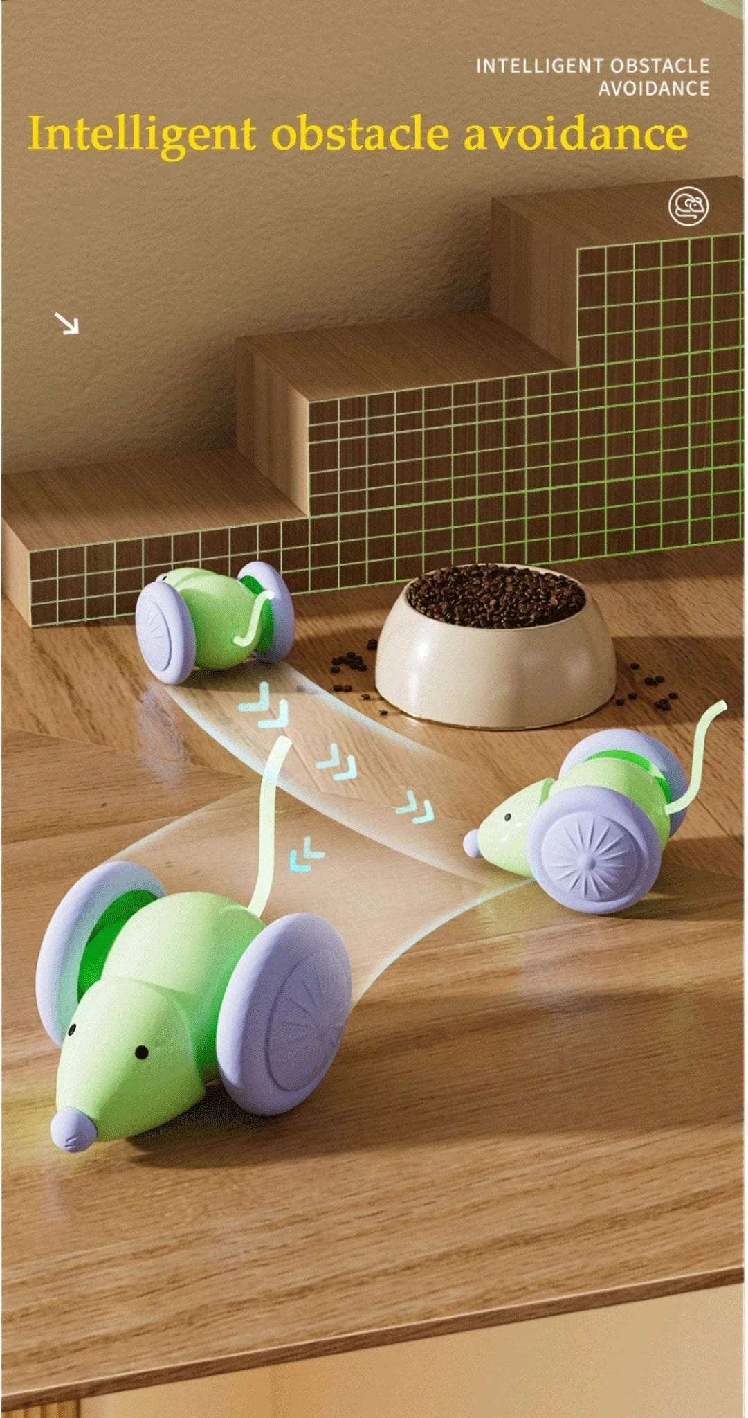 Electric Mouse Car Pet toys Interactive Cat Toy Rechargeable Automatic Teaser with Intelligent Obstacle Avoidance Pet Products - Checkouts UK