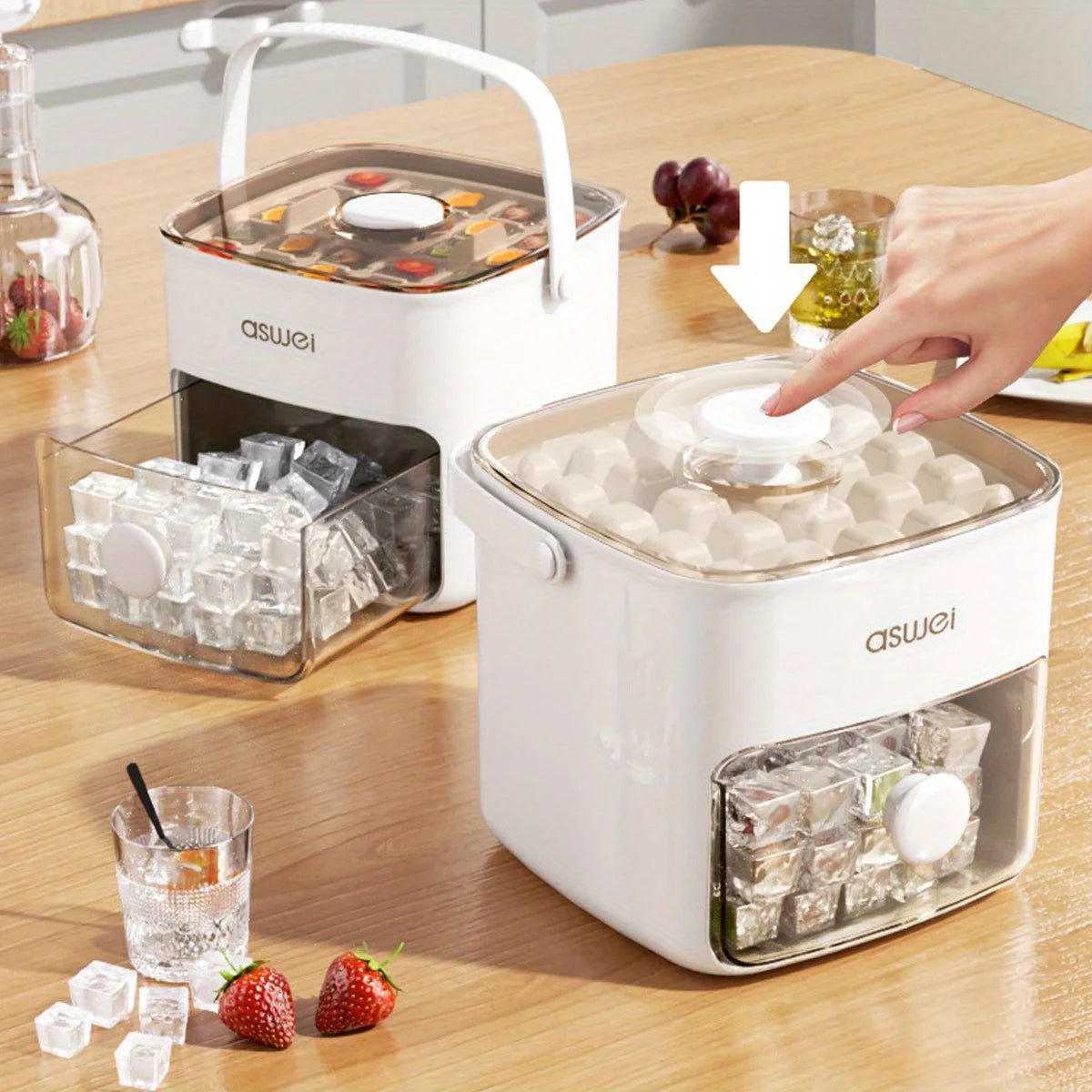 Extra - Large 48 - Ice Cube Maker with Easy Glide Double Layer Food - Grade Tray for Refrigerator Perfect for Whiskey & Cocktails - Checkouts UK