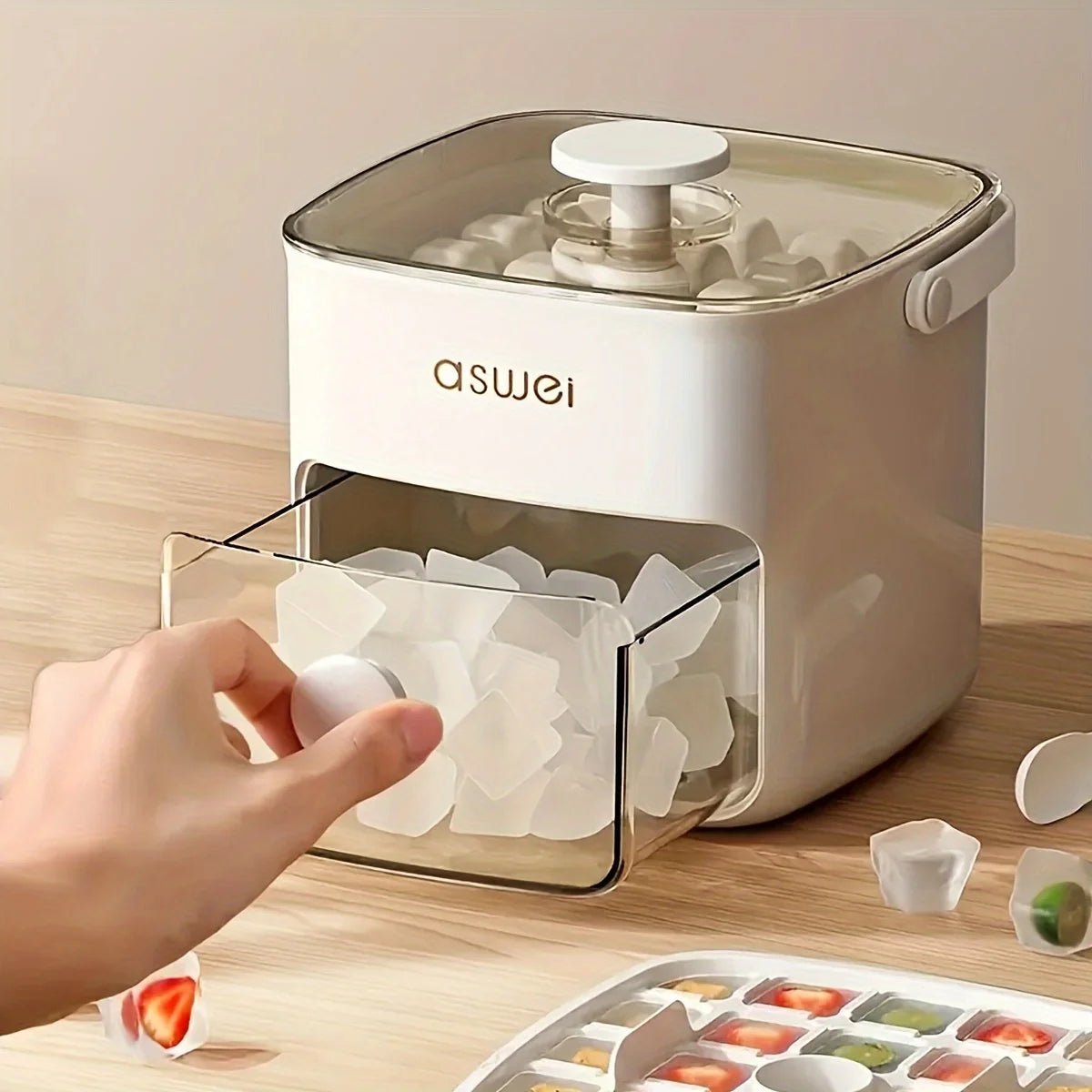 Extra - Large 48 - Ice Cube Maker with Easy Glide Double Layer Food - Grade Tray for Refrigerator Perfect for Whiskey & Cocktails - Checkouts UK