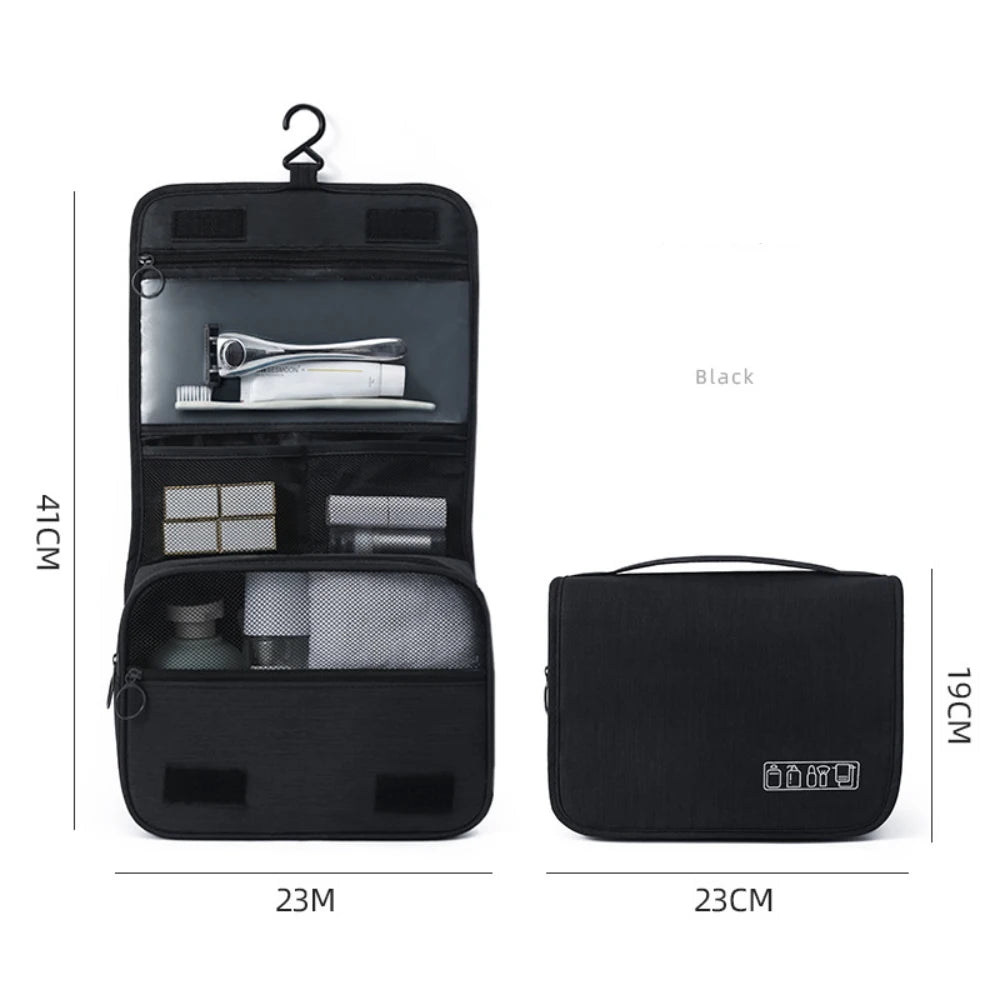Fabric Men Portable Storage Bag Toiletries Organizer Women Cosmetic Bag Waterproof Hanging Travel Wash Pouch - Checkouts UK