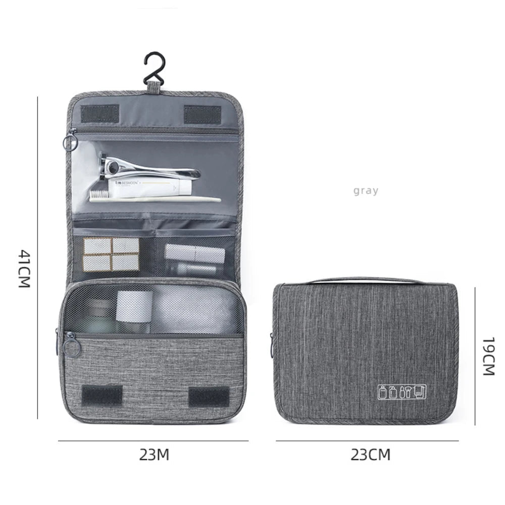 Fabric Men Portable Storage Bag Toiletries Organizer Women Cosmetic Bag Waterproof Hanging Travel Wash Pouch - Checkouts UK