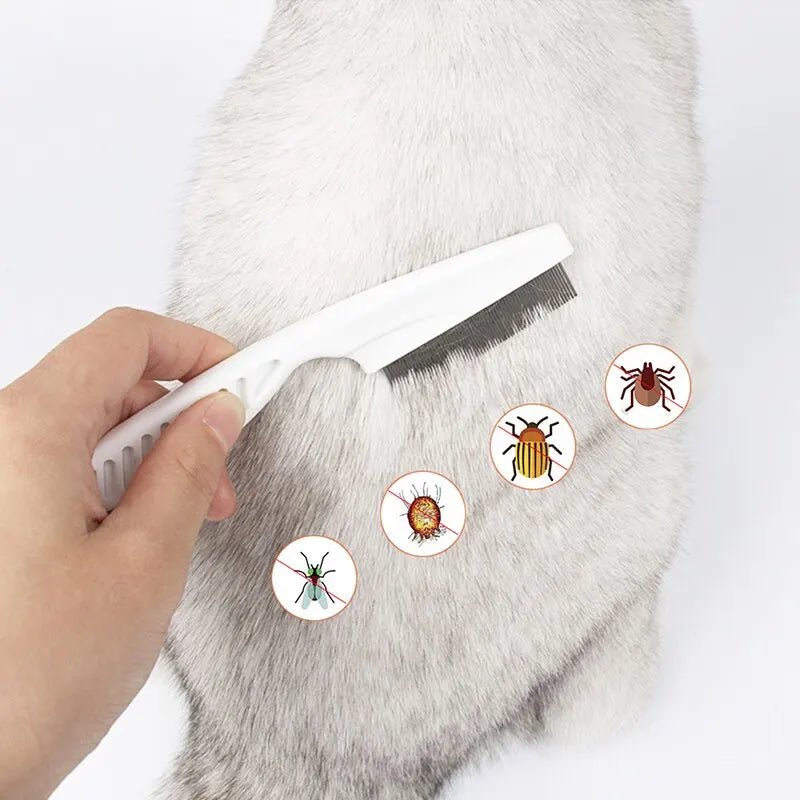 Flea Comb Dog Cat Hair Removal Brush Stainless Steel Dense Teeth Inline Comb Portable Pet Universal Grooming Cleaning Supplies - Checkouts UK