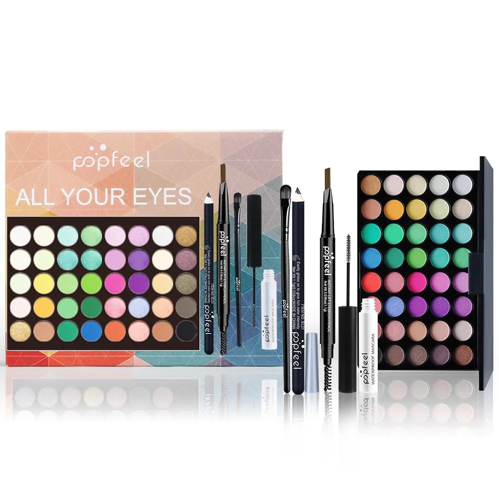 Full Makeup Set Lipstick Eyeshadow Eyeliner Highlight Korean Cosmetics Kit Make - up for women Makeup Puff Eyebrow Pencil - Checkouts UK