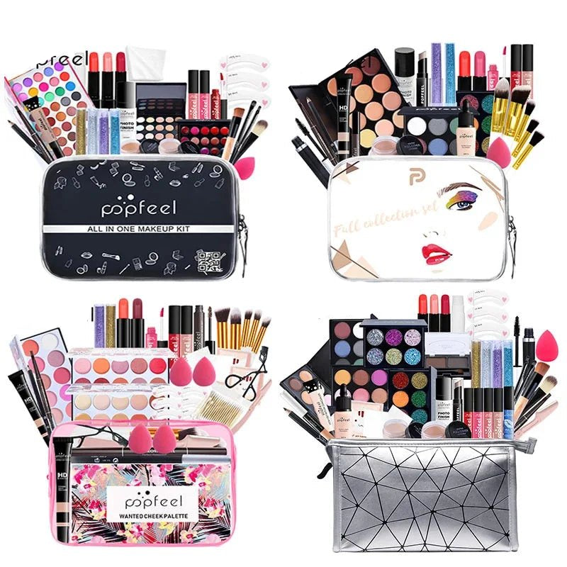 Full Makeup Set Lipstick Eyeshadow Eyeliner Highlight Korean Cosmetics Kit Make - up for women Makeup Puff Eyebrow Pencil - Checkouts UK