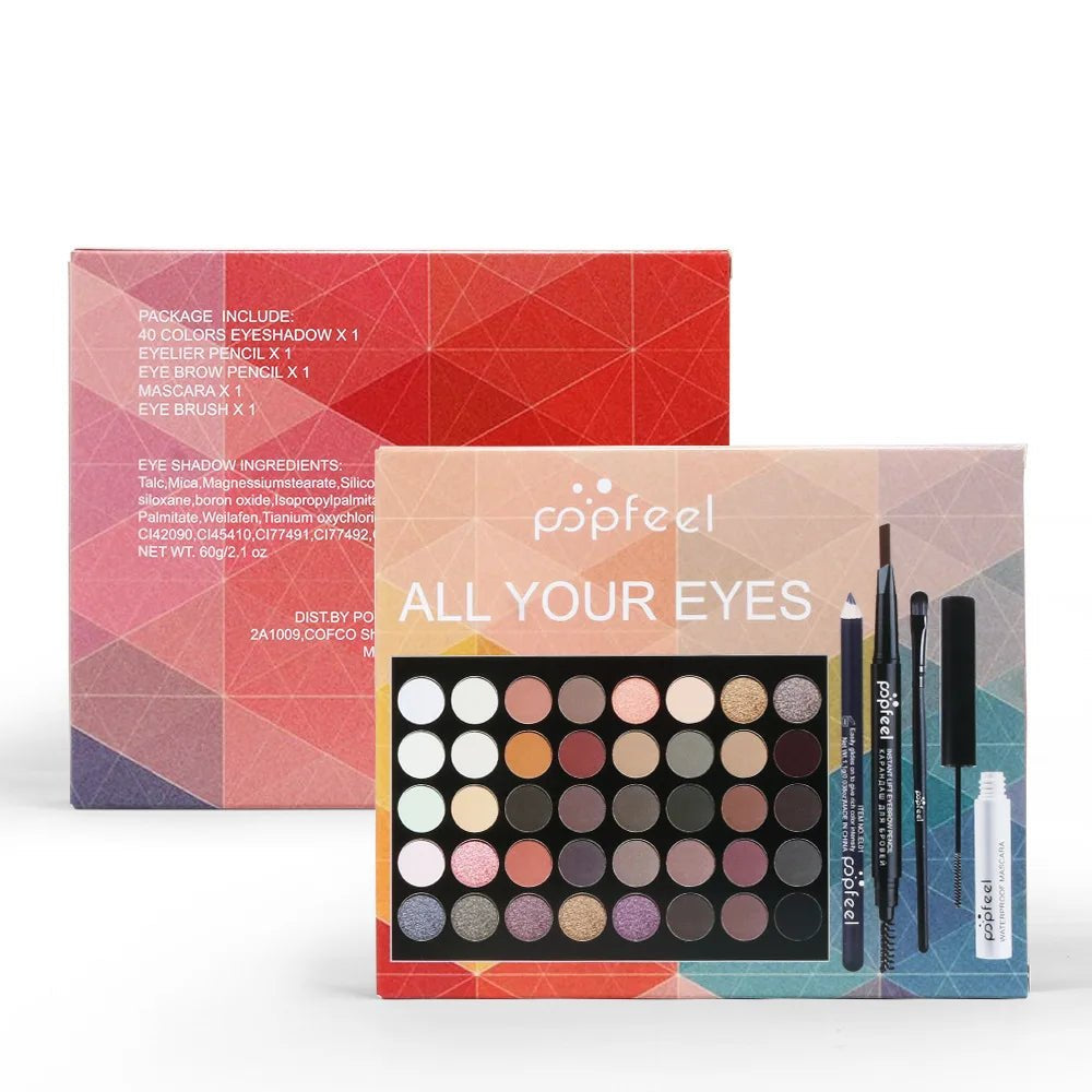 Full Makeup Set Lipstick Eyeshadow Eyeliner Highlight Korean Cosmetics Kit Make - up for women Makeup Puff Eyebrow Pencil - Checkouts UK