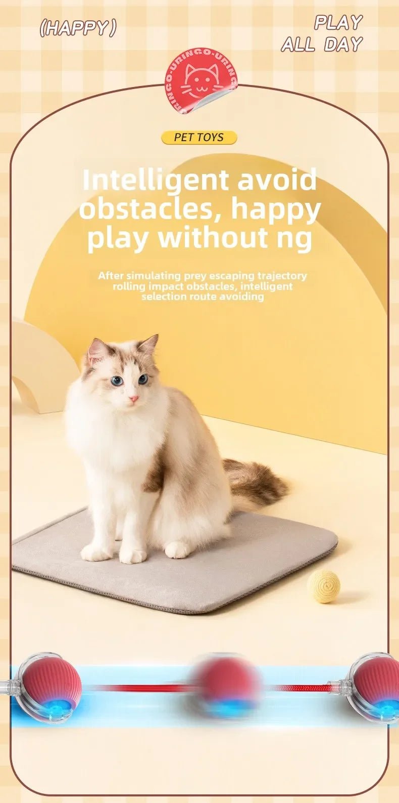 Interactive Dog Toys Rechargeable Pet Interactive Toys Electric Cats Ball Automatic Rolling Fake Tail Ball Dog Cats Toy - Furbury
