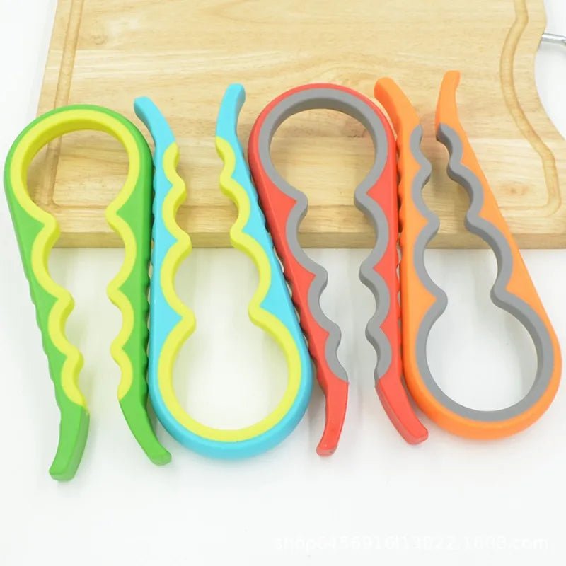 Jar Opener Easy Grip Wrench 4 in 1 Handy Save Strength Can Beer Bottle Cap Openers Lid Twist Off Tools Portable Kitchen Gadgets - Checkouts UK