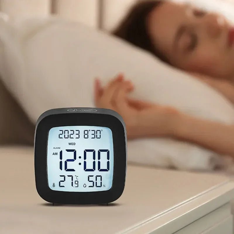 Led Alarm Clock With Backlight Battery Operated LCD Display Temperature Humidity Monitor For Home Use Office School Home Decor - Checkouts UK