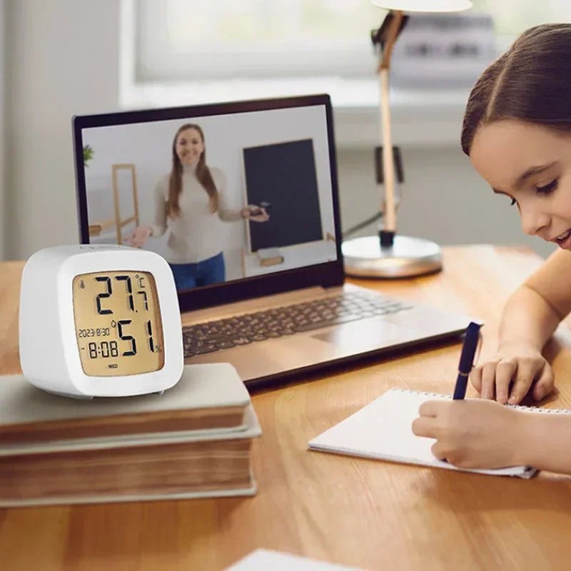 Led Alarm Clock With Backlight Battery Operated LCD Display Temperature Humidity Monitor For Home Use Office School Home Decor - Checkouts UK