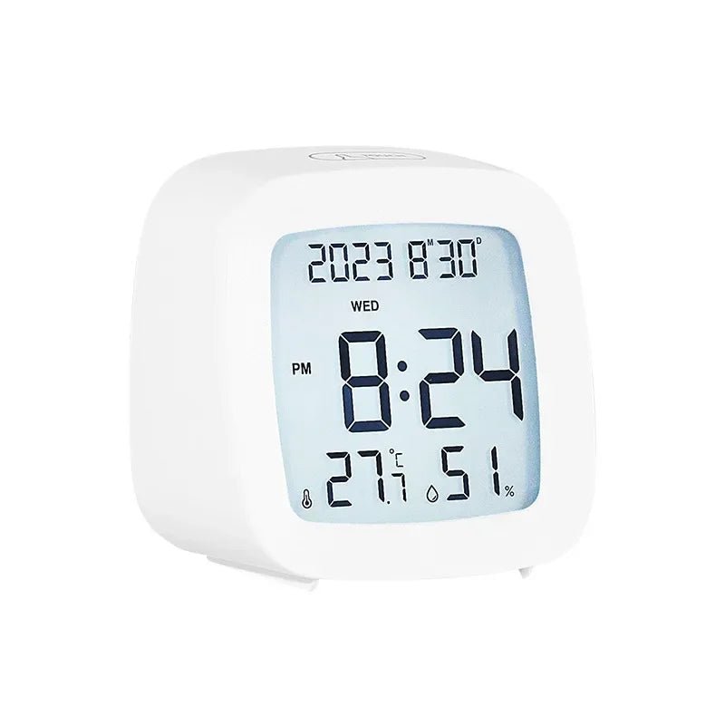 Led Alarm Clock With Backlight Battery Operated LCD Display Temperature Humidity Monitor For Home Use Office School Home Decor - Checkouts UK