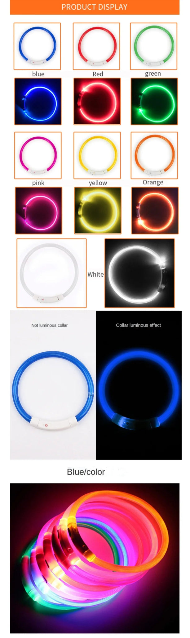 Led Dog Collar Luminous Usb Cat Dog Collar 3 Modes Led Light Glowing Loss Prevention LED Collar For Dogs Pet Dog Accessories - Checkouts UK