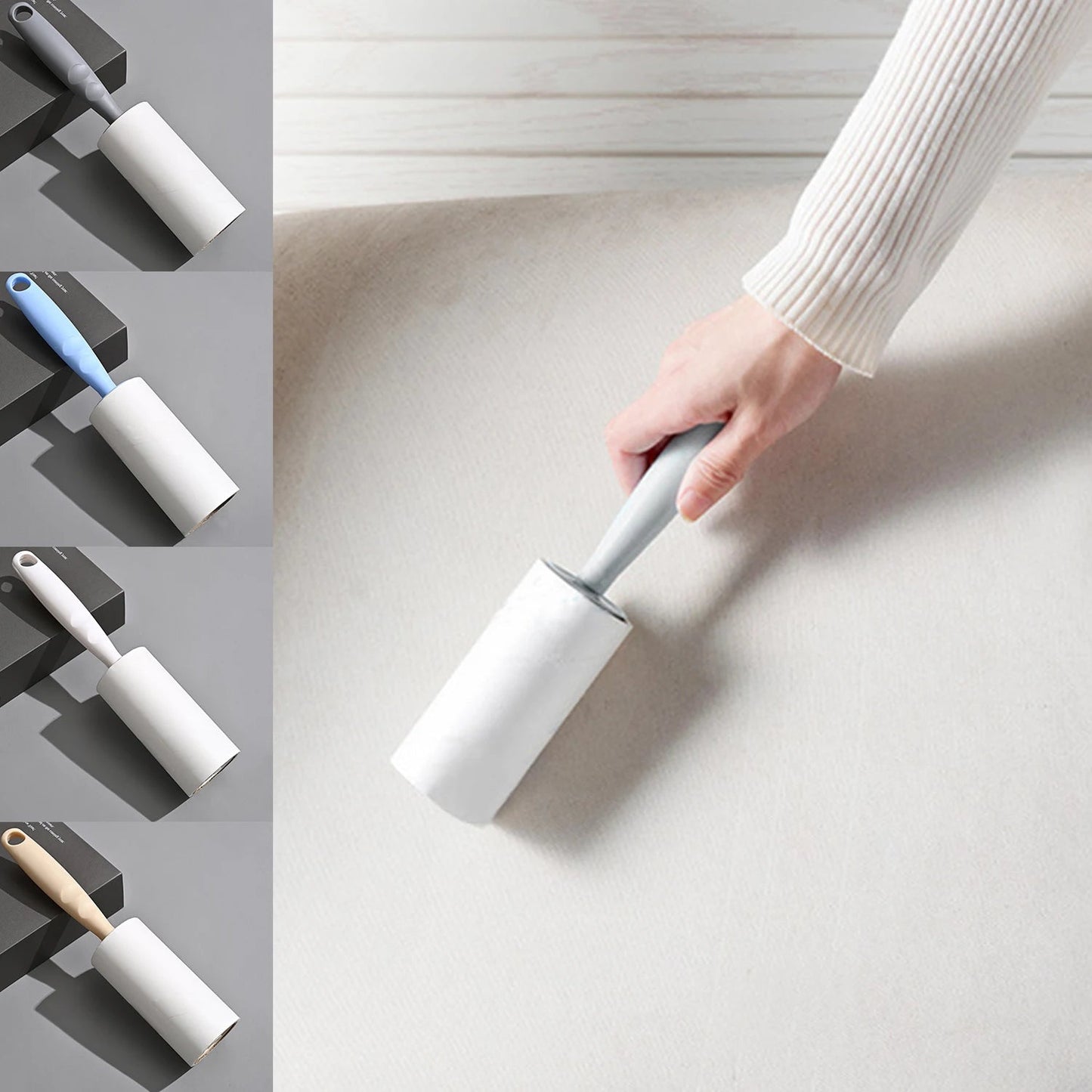 Lint Roller With Refills Sticky Remover Hair Pet Dog Clothes Sofa Dust Cleaning Remover Replaceable Roll Brush Cleaning Tool - Checkouts UK