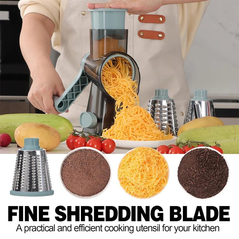 LMETJMA 3 in 1 Rotary Cheese Grater Versatile Manual Vegetable Slicer Peanut Nuts Grinder Cheese Vegetable Shredder Clear JT242 - Checkouts UK