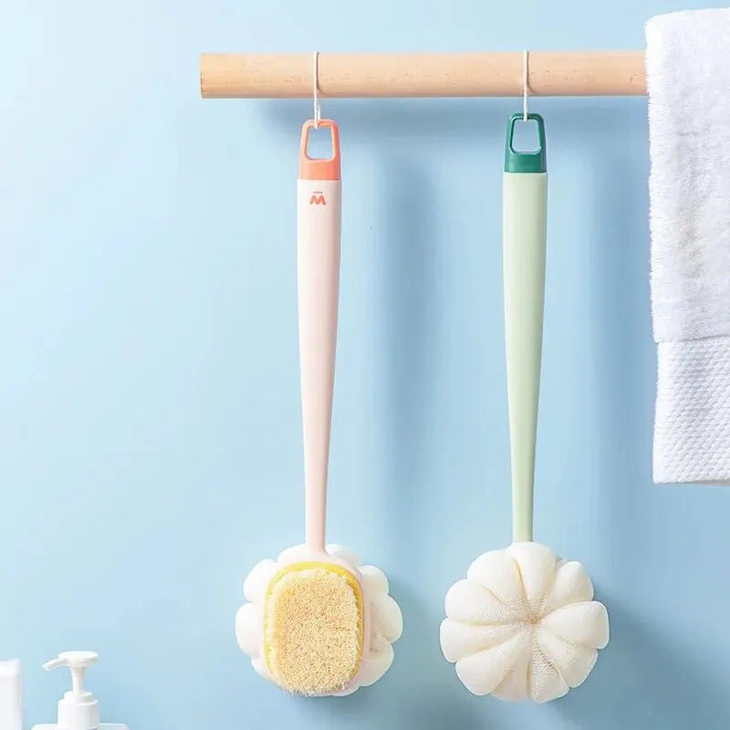 Loofah Back Scrubber Long Handle Shower Body Brush with Soft Mesh Sponge for Women Skin Exfoliating Bath, Massage - Checkouts UK