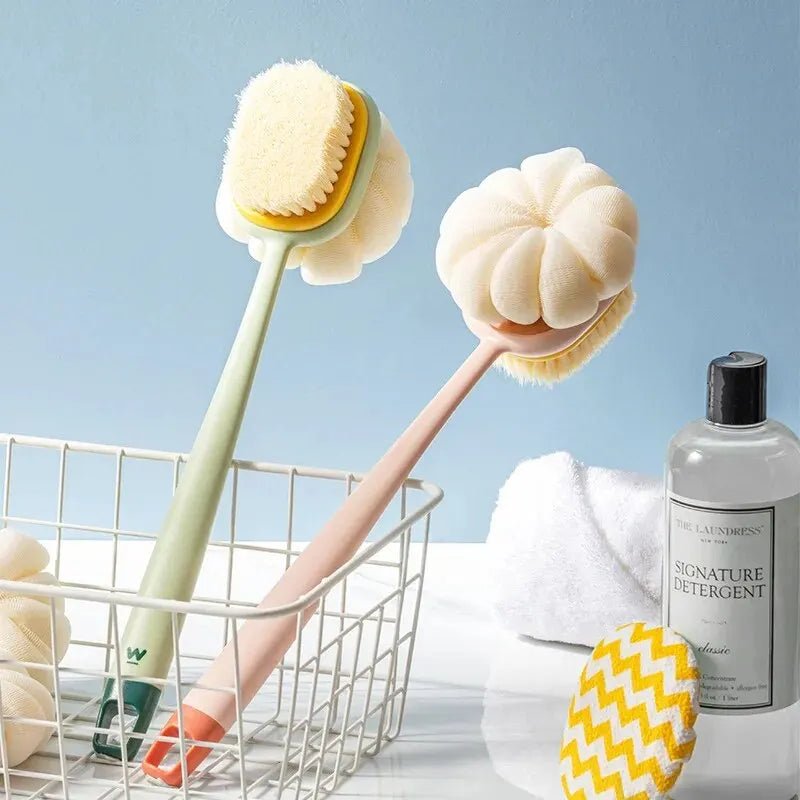 Loofah Back Scrubber Long Handle Shower Body Brush with Soft Mesh Sponge for Women Skin Exfoliating Bath, Massage - Checkouts UK