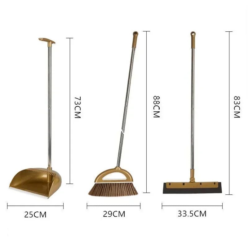 Magic Broom and Plastic Dustpan Set Cleaning Tools Sweeper Wiper for Floors Home Accessories Sweeping Dust Brush Multifunction - Checkouts UK